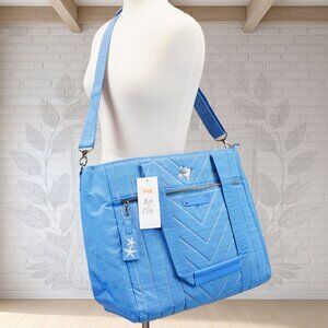 NEW ❤️ Lug Paddle Brushed Marina Large RFID Tote Crossbody Strap Blue Beach